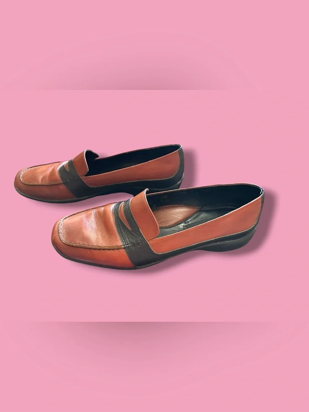 Van Eli Two-Tone Brown Leather Penny Loafers